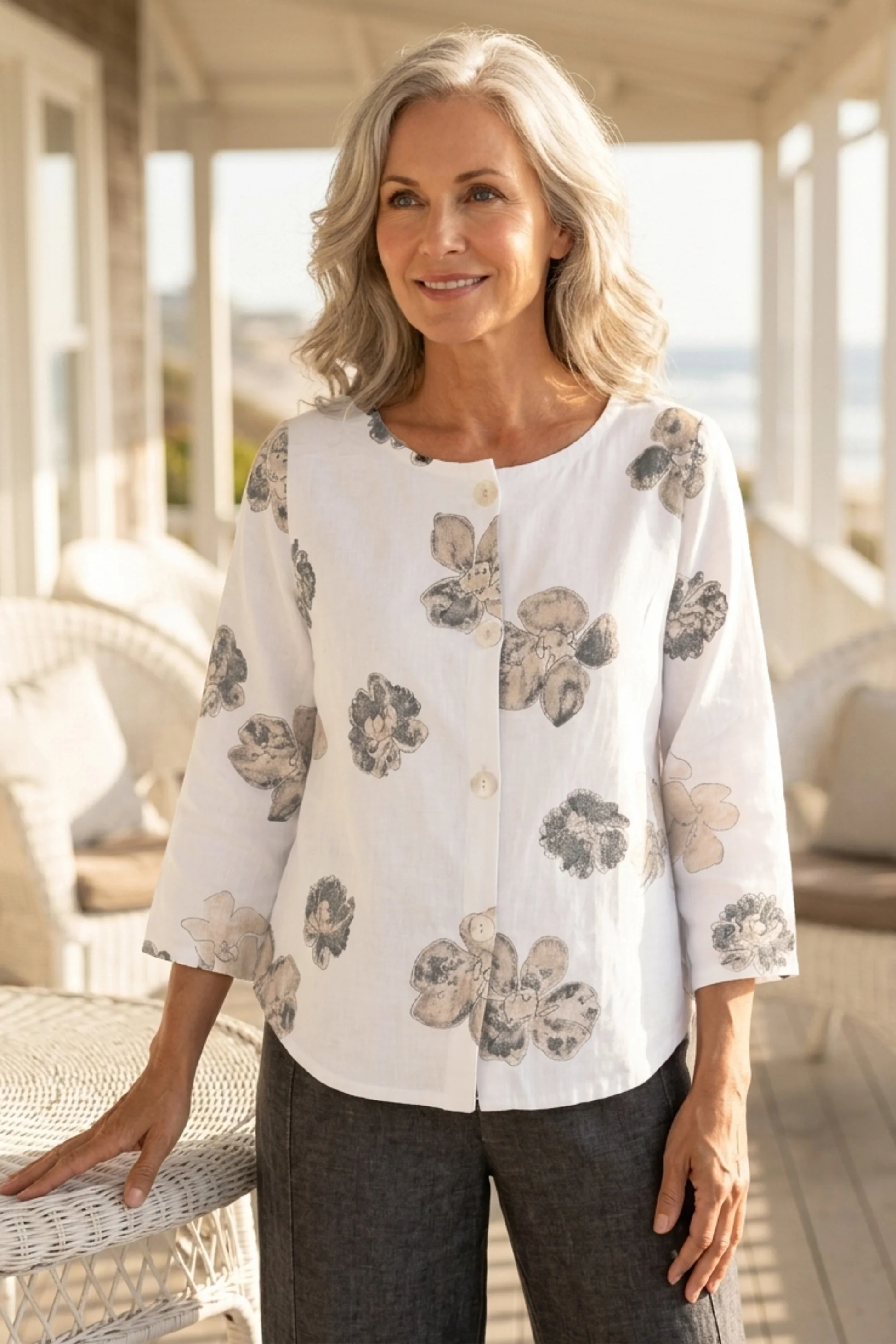 Linen Watercolor Blouse - Image 4