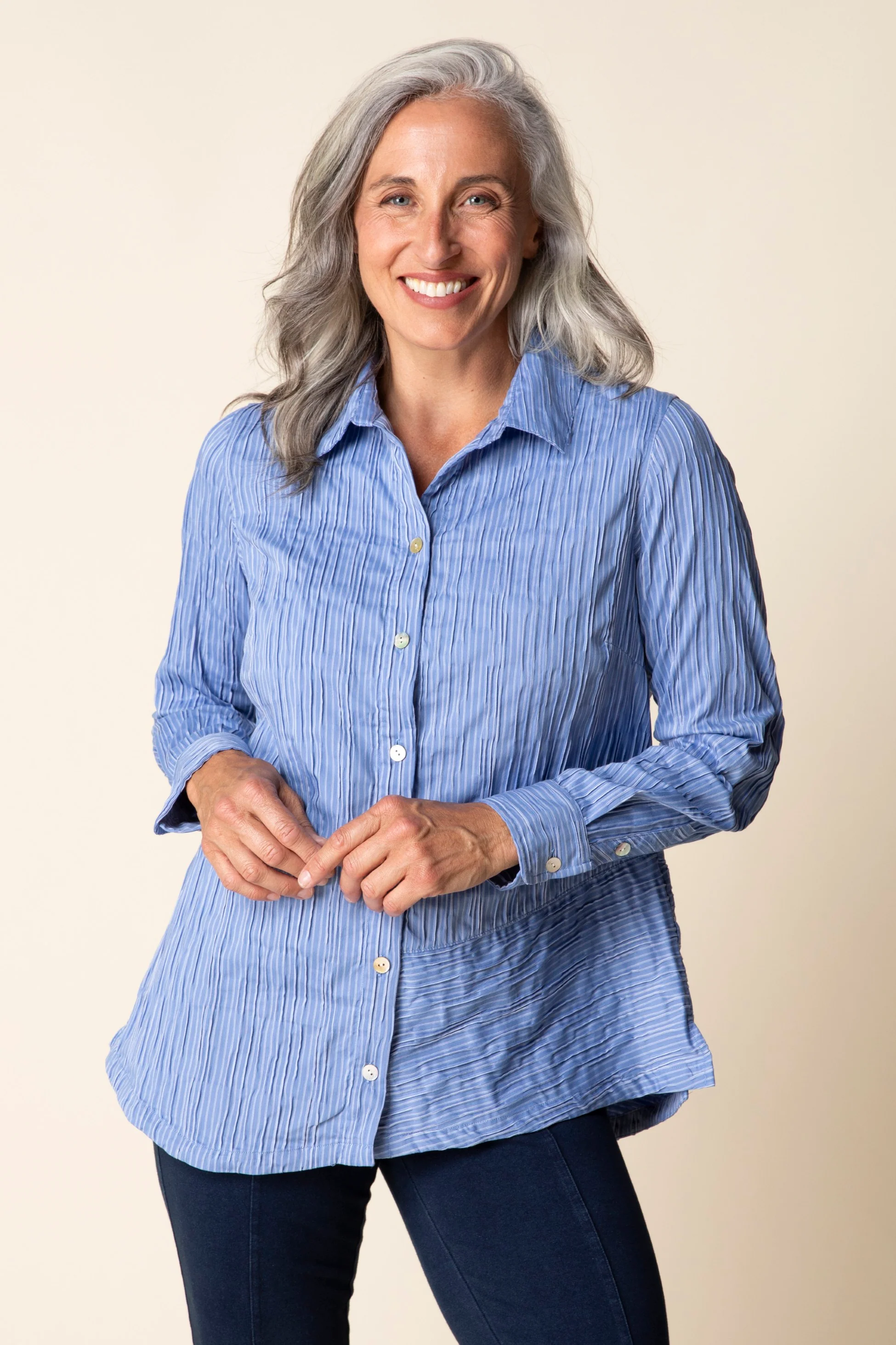 Santorini Stripe Selene Shirt - Image 4