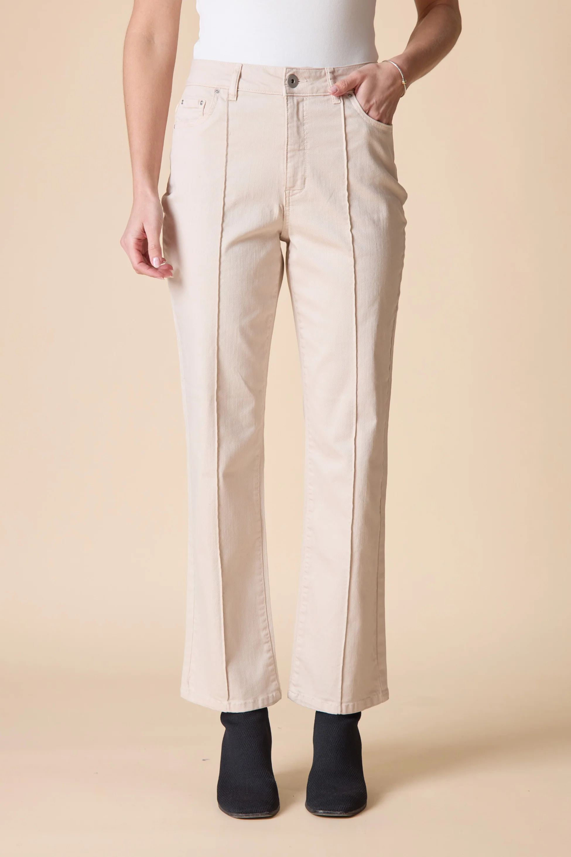 Seamed Ankle Flare Stretch Denim Jean - Image 12
