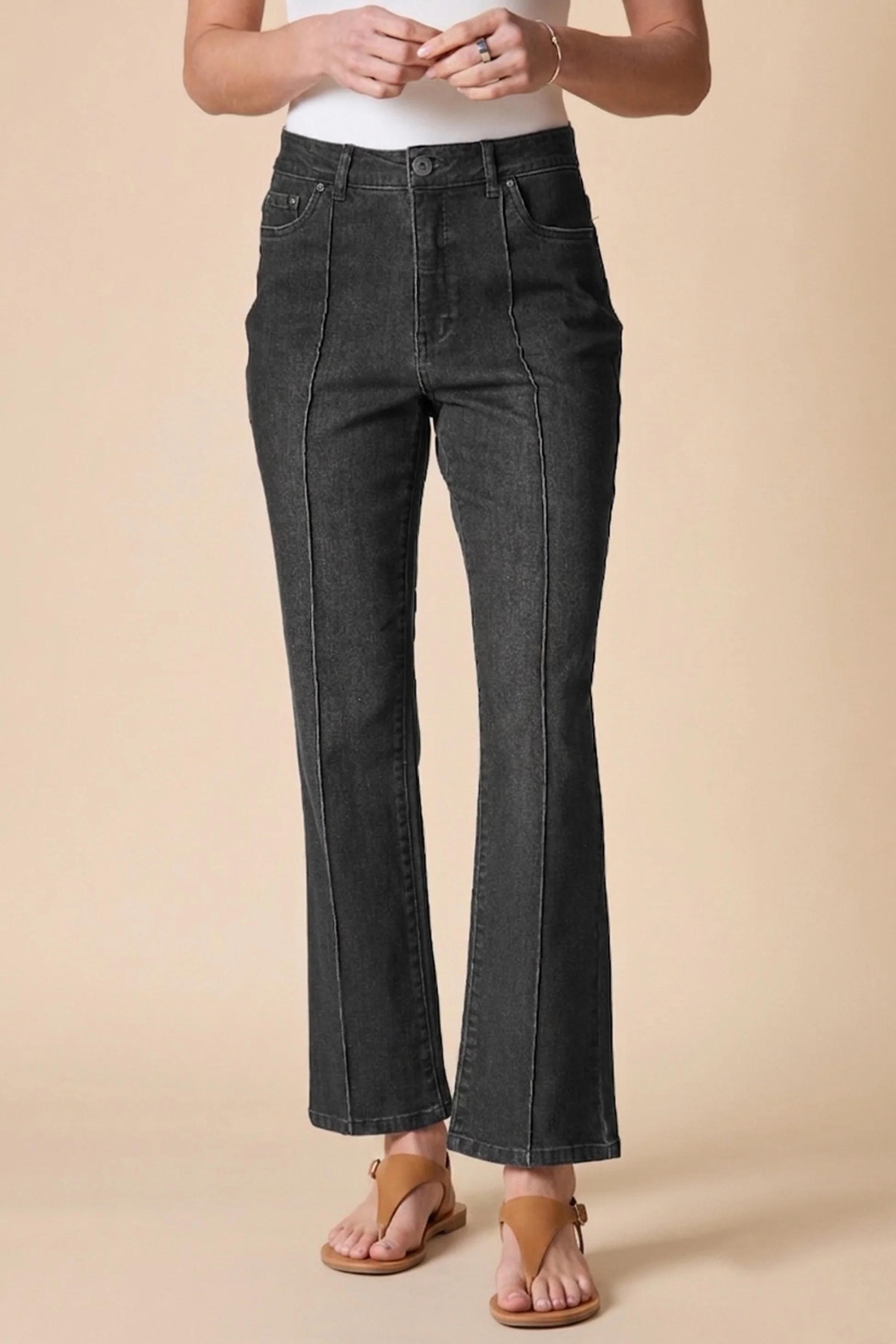 Seamed Ankle Flare Stretch Denim Jean - Image 4