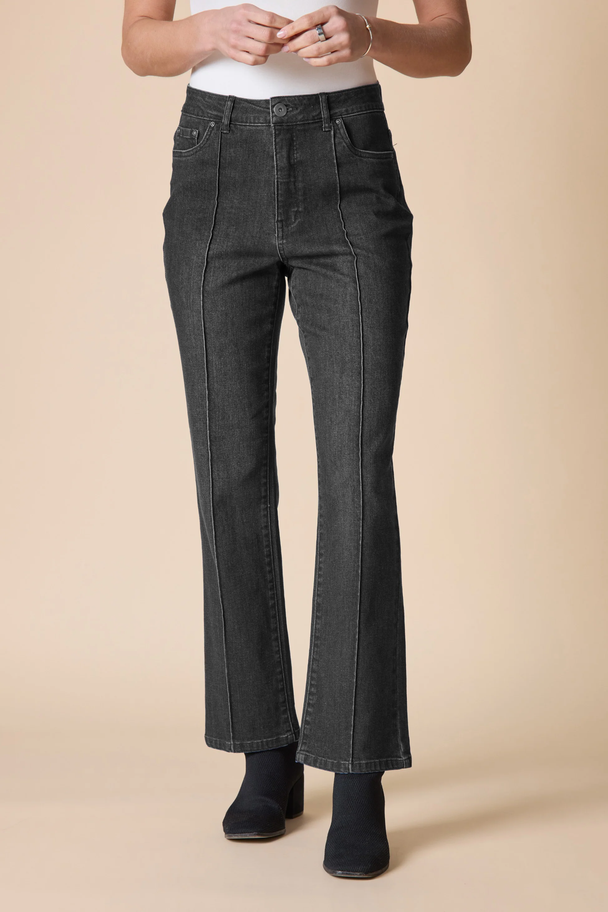 Seamed Ankle Flare Stretch Denim Jean - Image 5
