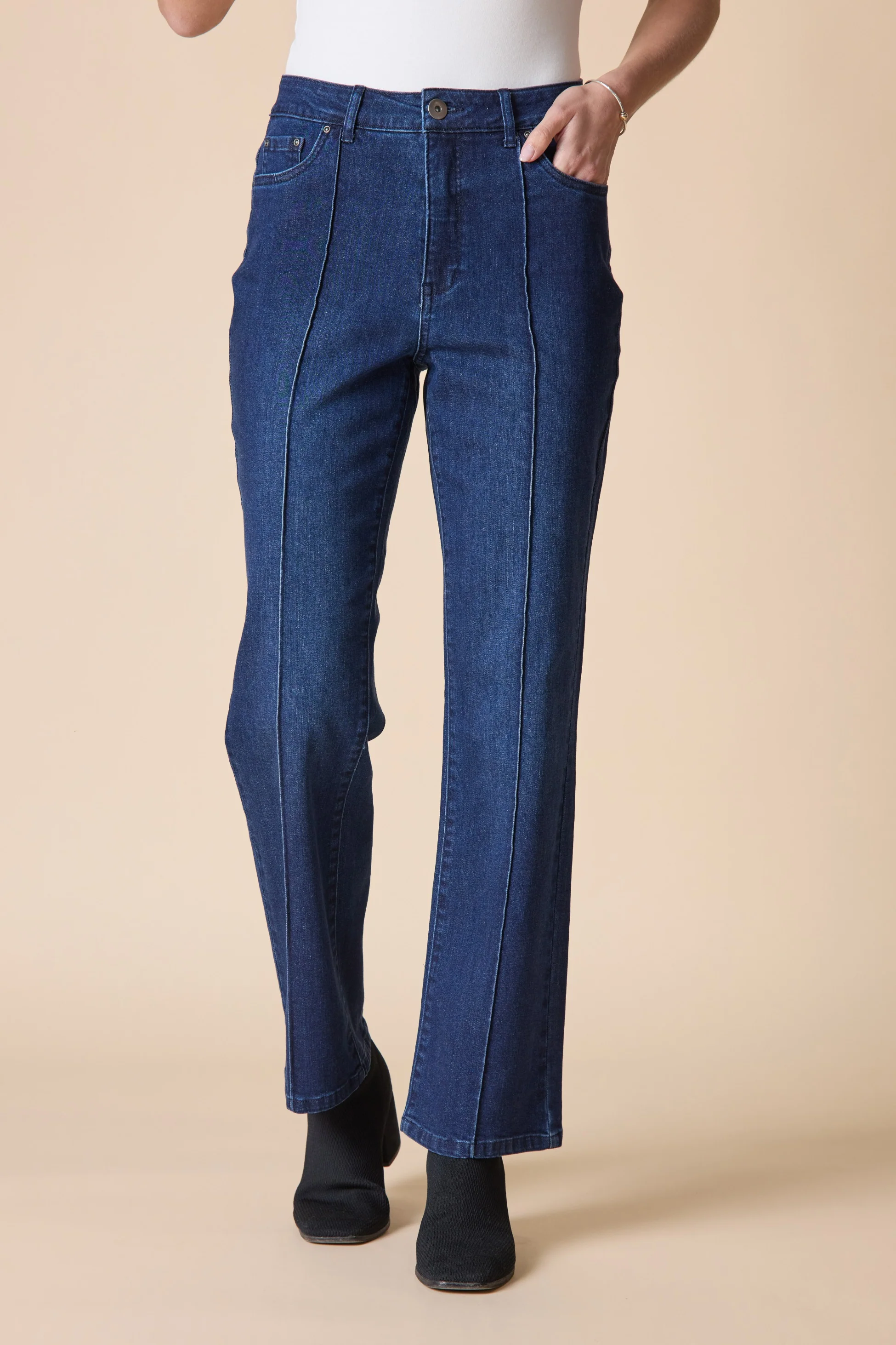 Seamed Ankle Flare Stretch Denim Jean - Image 9
