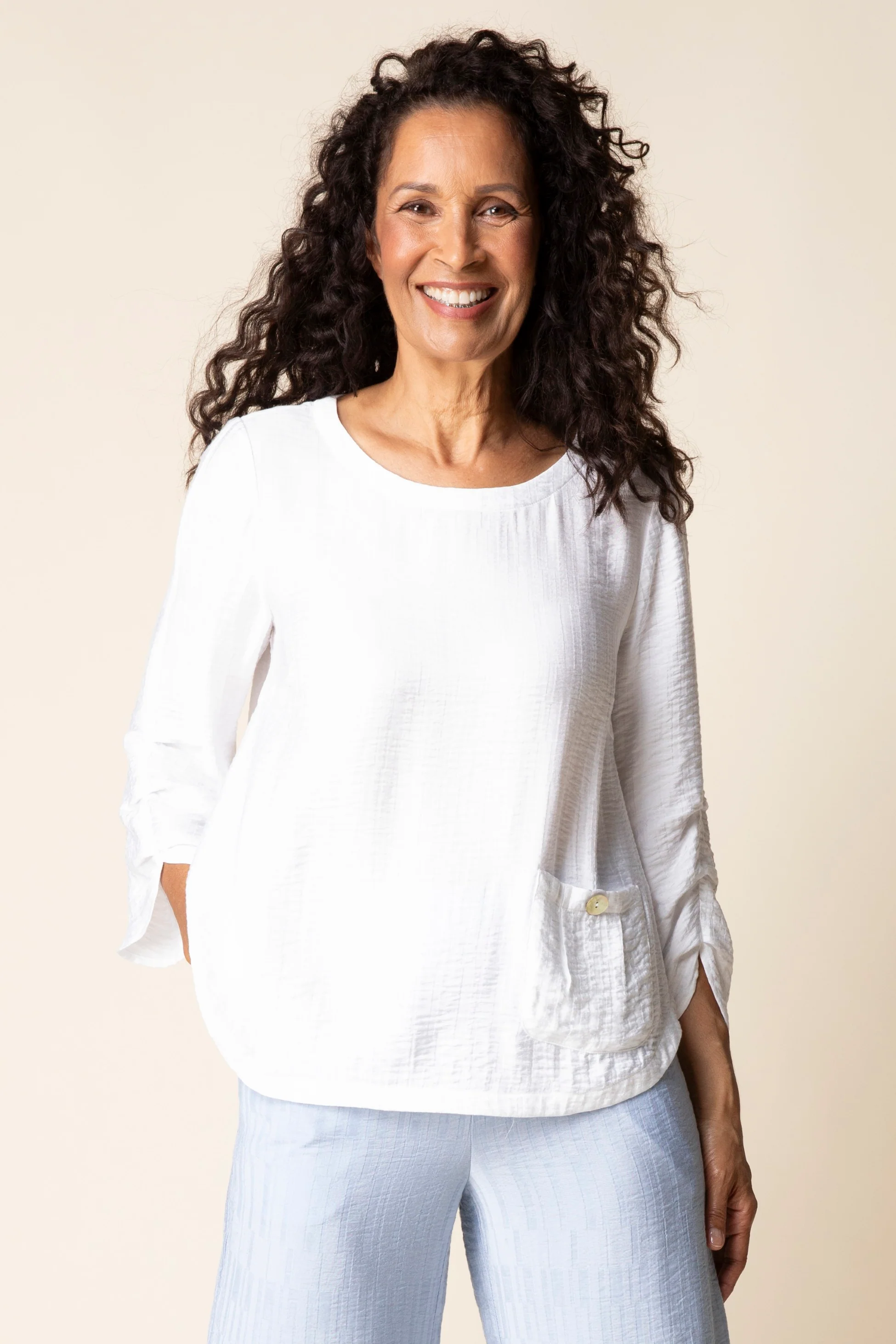 Whisper Jacquard Rayon Pleat Top - Image 5